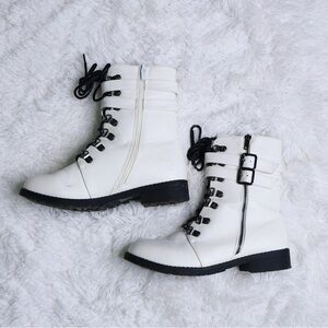 White Combat Style Boots
